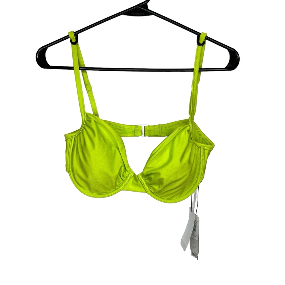 NWT Sanctuary Swim Glisten 90s Bikini Top Green Energy L